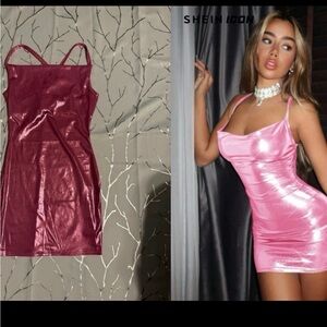 SHEIN Pink Metallic Mini Dress